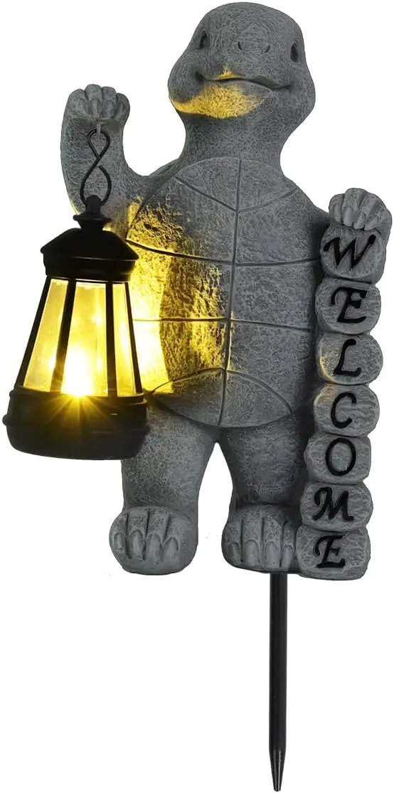 Turtle Solar Lights Outdoor Garden,Outdoor Solar Lights for Yard Decorations,Lantern Garden Decoration,Garden Decor,Turtle Garden Welcome Plaque Statue,-Unique Housewarming Gifts by GreenHaven Gardens