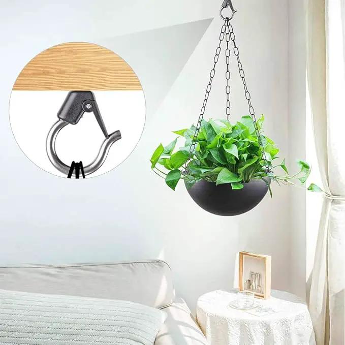 BeneLabel 4Pcs Wall Mount Ceiling Plant Hanger Hooks, Outdoor Hanging Brackets for Hanging Plant Light Outdoor Wire Fairy Lights Wind Chimes Bird Feeders, Safety Buckle Design, 4 1/4" by GreenHaven Gardens