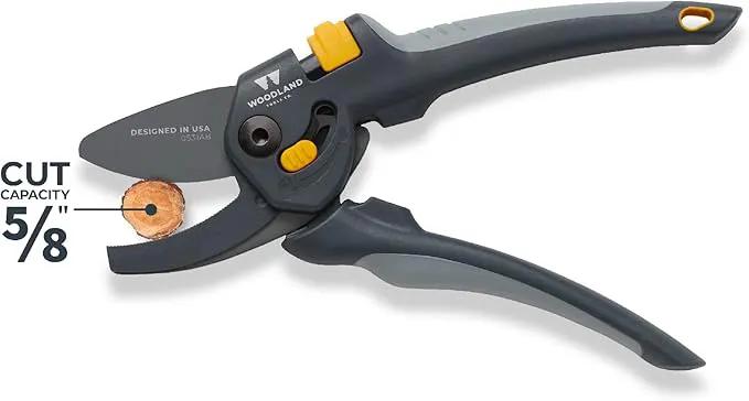 Woodland Tools Co. Heavy Duty Anvil Pruning Shears – 5/8" Cut Capacity, High Carbon Steel Blade, Internal Spring, Adjustable Grip Slider, Garden Pruner for Dry Branches, Stems, and Dead Growth by GreenHaven Gardens