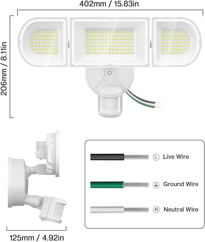 Olafus 180W Motion Sensor Outdoor Lights, 18000lm Dusk to Dawn LED Flood Lights Outdoor Wired, 6500K Daylight Motion Lights for Outside, IP65 Waterproof Exterior Security Light, White by GreenHaven Gardens