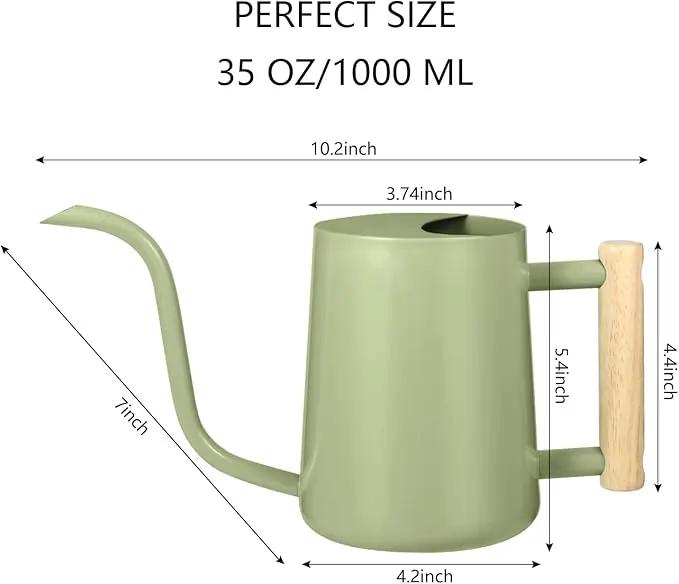 Watering Can Indoor Plants, 35oz Small Watering Can Indoor Stainless Steel Metal Watering Can Modern Decorative Watering Pot with Long Spout for Indoor House Plant Bonsai Garden Flowers (Sage Green) by GreenHaven Gardens