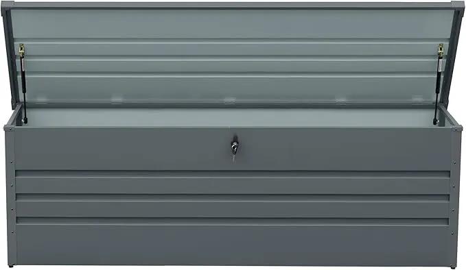 260 Gallon Waterproof Outdoor Storage Box, Extra Large Outside Metal Deck Storage Box for Patio Cushions, Garden Tools, Pool Supplies by GreenHaven Gardens