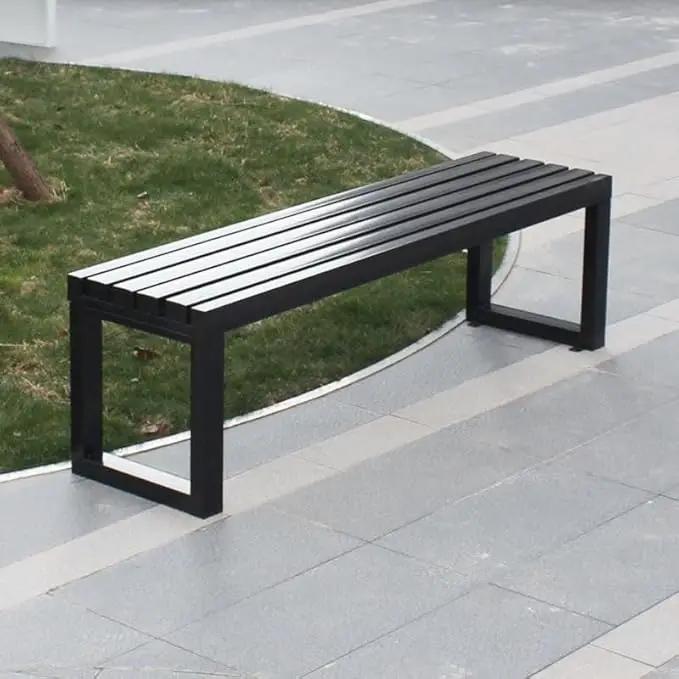 Weatherproof Metal Dining Bench, Outdoor Bench Backless Patio Bench 2-Person Farmhouse Bench Garden Bench for Kitchen, Living Room, Entryway(Black,47in) by GreenHaven Gardens