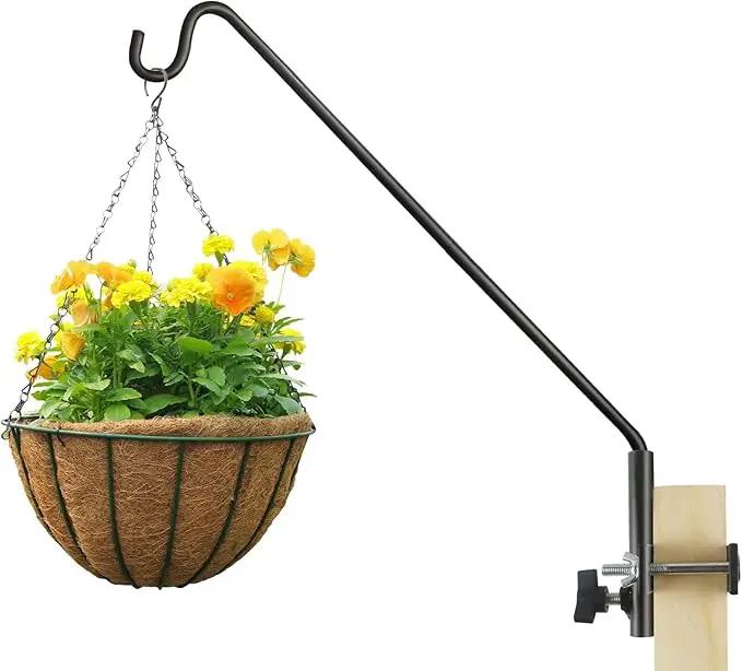 ERYTLLY Extended Rail Hook Fence Deck Heavy Duty Bird Feeder Hook 360 Degree Rotary and Length Adjustable Plant Bracket for Bird Feeders, Planters, Suet Baskets, Lanterns, Wind Chimes and More by GreenHaven Gardens