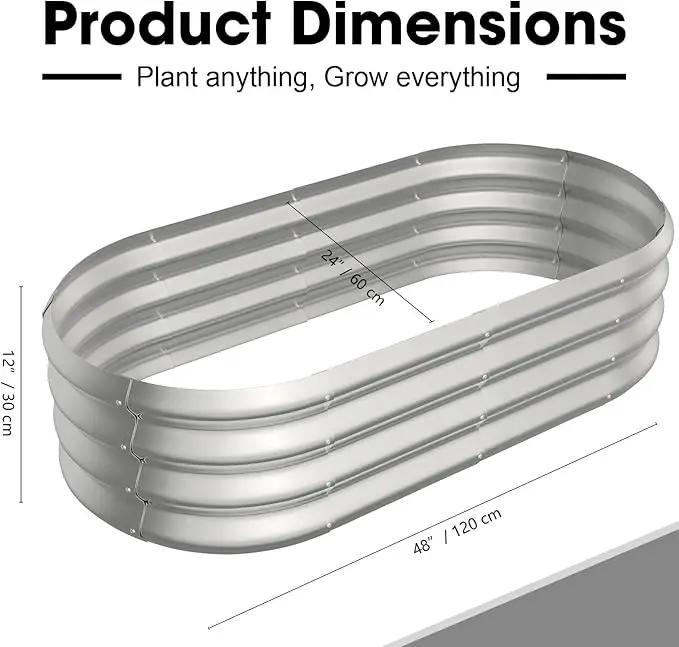 4x2x1ft Oval Galvanized Raised Garden Bed Outdoor 9-in-1 Large Metal Modular Planter Box Raised Beds for Gardening,Vegetables,Fruits,Flowers & Herbs (Silver) by GreenHaven Gardens
