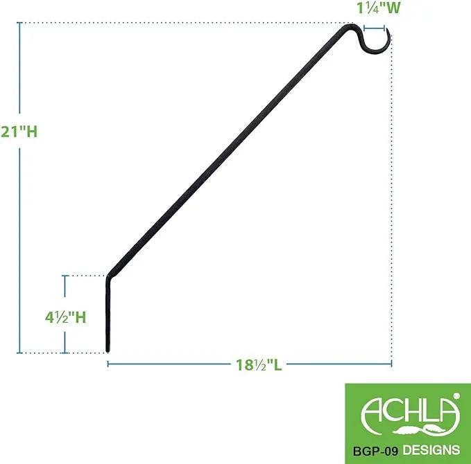Achla Designs Wall Mount Bracket Shepherd's Pole, Angled (BGP-09) by GreenHaven Gardens