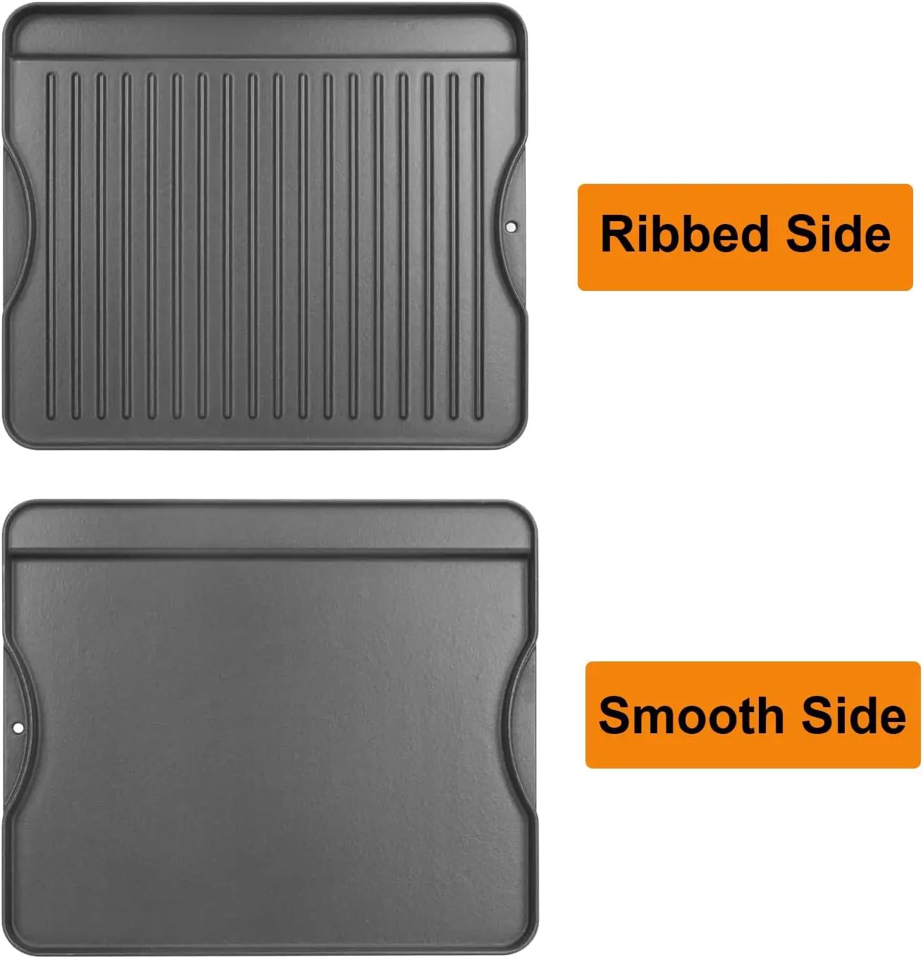 2-in-1 Reversible 14” x 16” Pre-Seasoned Cast Iron Cooking Griddle for Gas Stove/Charcoal/Electric/Propane/Gas Grill, Flat Griddle Top Plate for Camping Tailgating by GreenHaven Gardens