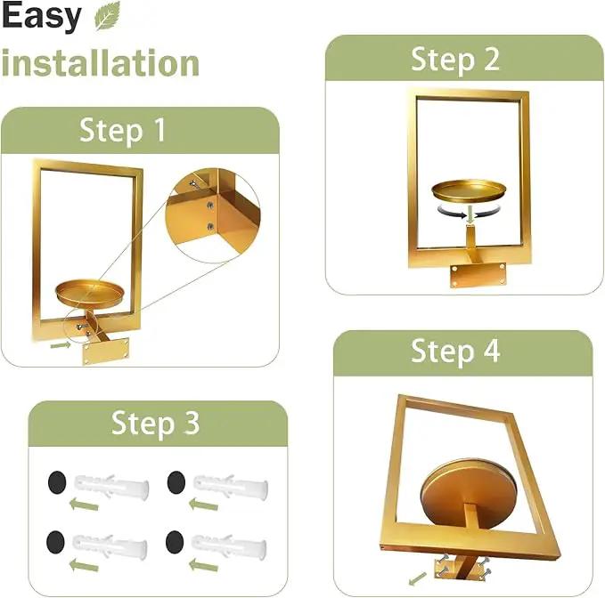 Picture Frame Plant Holder, Window Planter Hanger Shelves,Wall Mount Plants shelf Indoor Outdoor, Metal Hanging Planters Stand Decor,Modern Floating Ornament Rack Art for Home & Garden (Gold 2pc) by GreenHaven Gardens