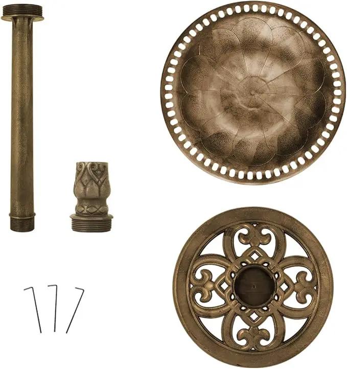 VIVOHOME Polyresin Antique Outdoor Golden Garden Bird Bath and Solar Powered Round Pond Fountain Combo Set by GreenHaven Gardens