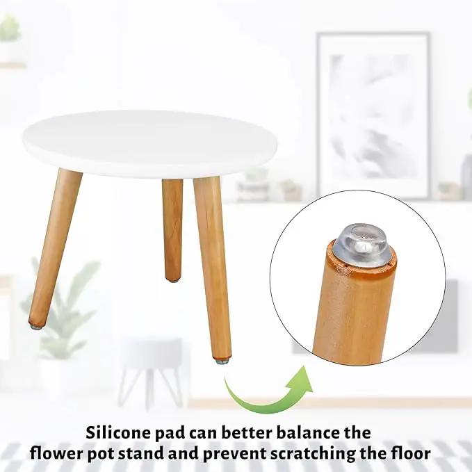 Uneedem Indoor Plant Stand, Wood Mid Century Modern Small Round Side Plant Table for Indoor Plants, 8.9" Tall Plant Holder for Flower Pots End Table by GreenHaven Gardens
