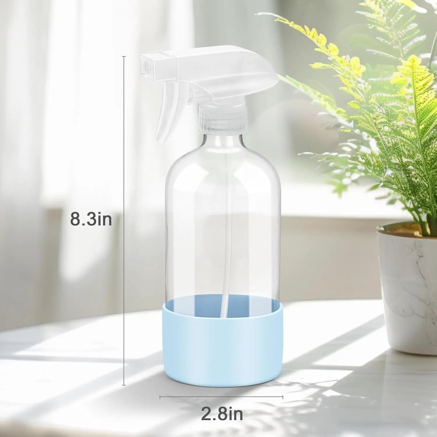 2 Pack Glass Spray Bottles with Silicone Sleeve, 16 oz Empty Refillable Containers with Adjustable Spray Nozzles, Spray Bottles for Hair, Cleaning Solutions and Plants Blue&Grey by GreenHaven Gardens