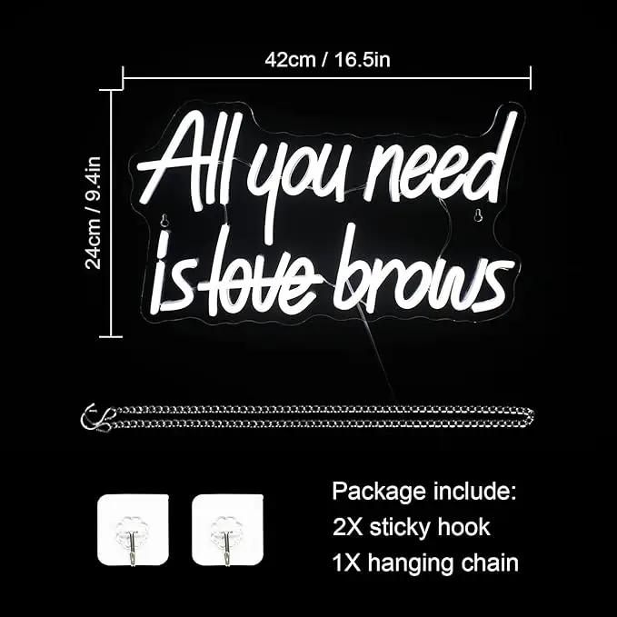 WLHOPE All you need is Brows Neon Sign White Led Neon Signs for Wall Decor, Nails Neon Signs USB Letter Neon Light Signs for Bedroom Girls Room Beauty Shop Nails Room Party Gift, Neon Nail Sign by GreenHaven Gardens