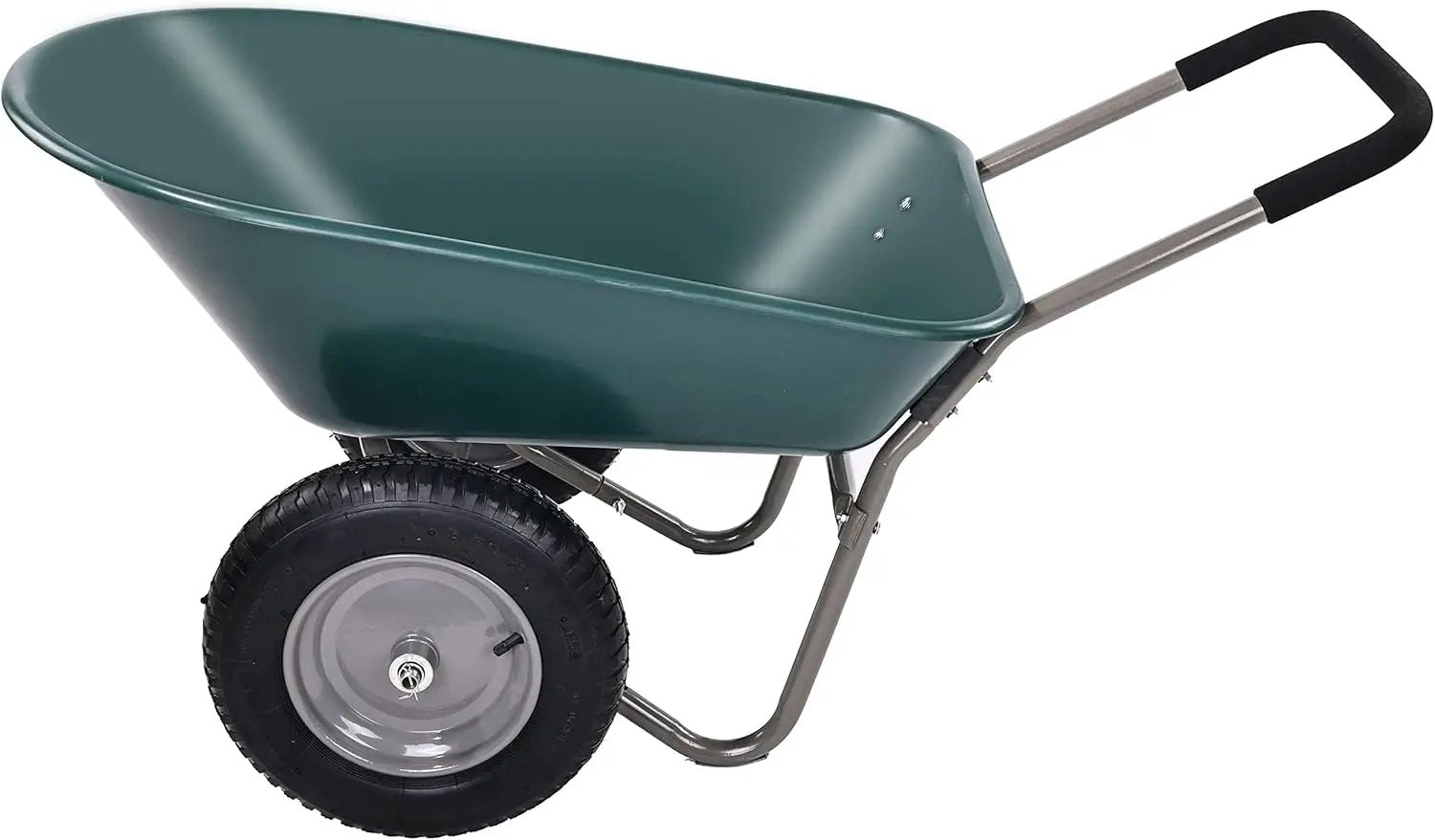 Wheelbarrow Garden Cart, Heavy Duty Home Utility, Dual-Wheel Home Garden Yard Utility Wheelbarrow Cart with Built-in Stand, Green by GreenHaven Gardens