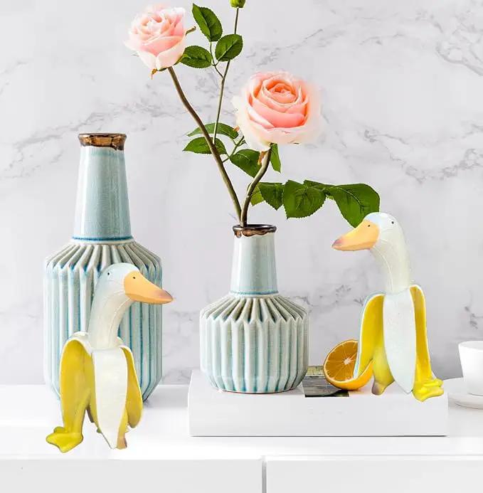 Tellme 2 PCS Banana Duck Statues, Creative Whimsical Garden Art Resin Gnome Sculptures, Outdoor Personalized Decors, Cute Banana Ornaments for Yard, Porch, Office, Home, Funny Housewarming Gifts. by GreenHaven Gardens