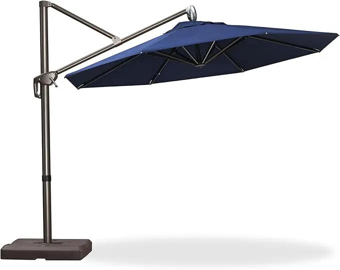 PURPLE LEAF 10FT Cantilever Patio Umbrella with 360-degree Rotation Aluminum Round Outdoor Offset Handing Umbrella for Patio Pool, Spectrum Indigo by GreenHaven Gardens
