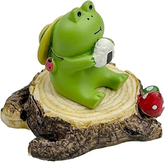 Miniature Frog Figurines - Cute Frog Sculpture for Outdoor Fairy Garden and Desk Decorations - Adorable Figurine Statue Decor for Plant Shelf, Desk, Office, Bedroom by GreenHaven Gardens