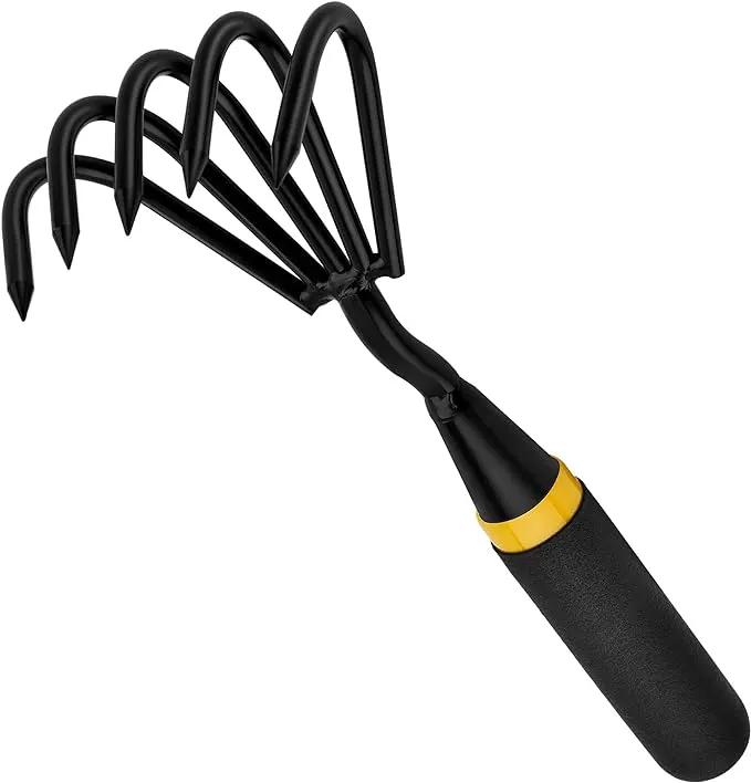 Garden Rake - Kemaier Stainless Steel Hand Cultivator for Heavy-Duty Soil Loosening, Planting, and Weed Removal by GreenHaven Gardens