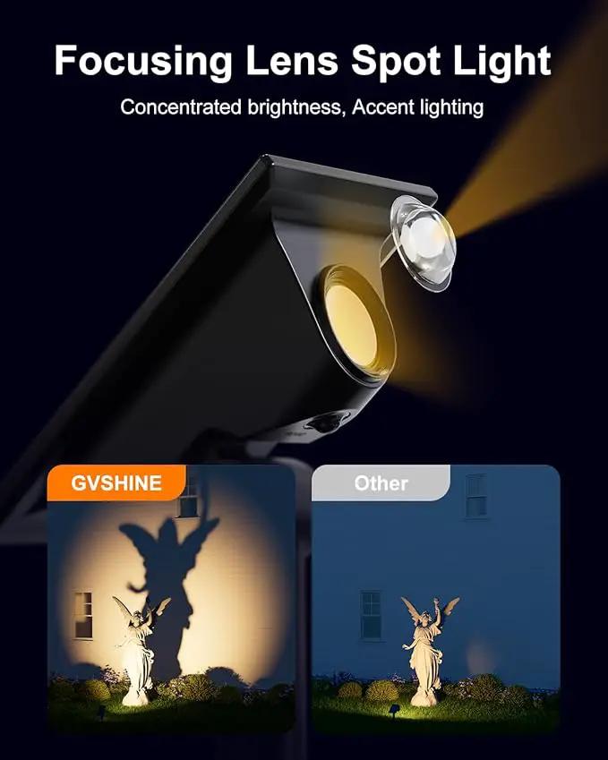 6 Pack Solar Power Spot Lights Outdoor Waterproof LED Dusk to Dawn Landscape Spotlight for Outside Yard, Tree, Flag, Yard, Garden, Statues, 3 Modes, 18 Hours Accent Ambient Lighting - Warm White by GreenHaven Gardens
