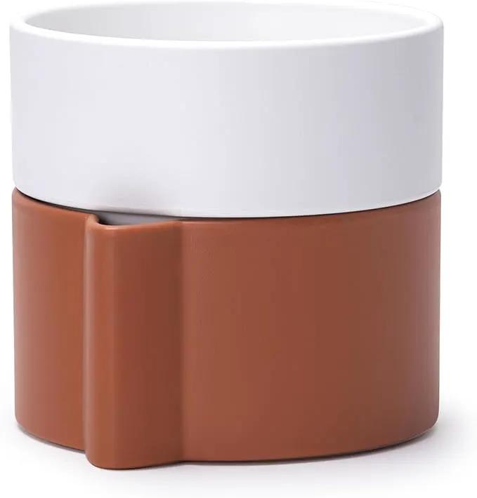 6.5 Inch Self-Watering Planter Pot with Terracotta Insert, Deep Water Reservoir, and Ceramic-Alike BPA-Free Plastic Pot for Plant, Modern Planter for Houseplants, Terracotta/White, 53-B-S-6 by GreenHaven Gardens