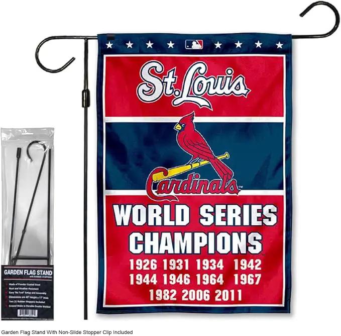 WinCraft Cardinals 11 Time Champions Garden Flag with Stand Holder Flagpole by GreenHaven Gardens