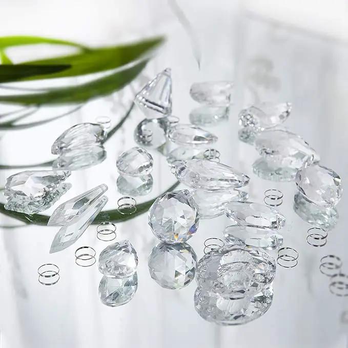 H&D 15pcs Clear Crystal Chandelier Lamp Lighting Drops Pendants Balls Prisms Hanging Glass Prisms Parts Suncatcher Home/House Decor by GreenHaven Gardens