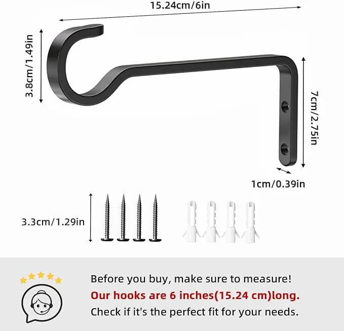 6 Inch 2 Pack Heavy Duty Outdoor Plant Hangers for Hanging Baskets, Iron Hanging Plant Brackets for Hanging Plants Outside, Metal Plant Hooks Plant Wall Hooks for Hanging Lantern, Bird Feeder by GreenHaven Gardens