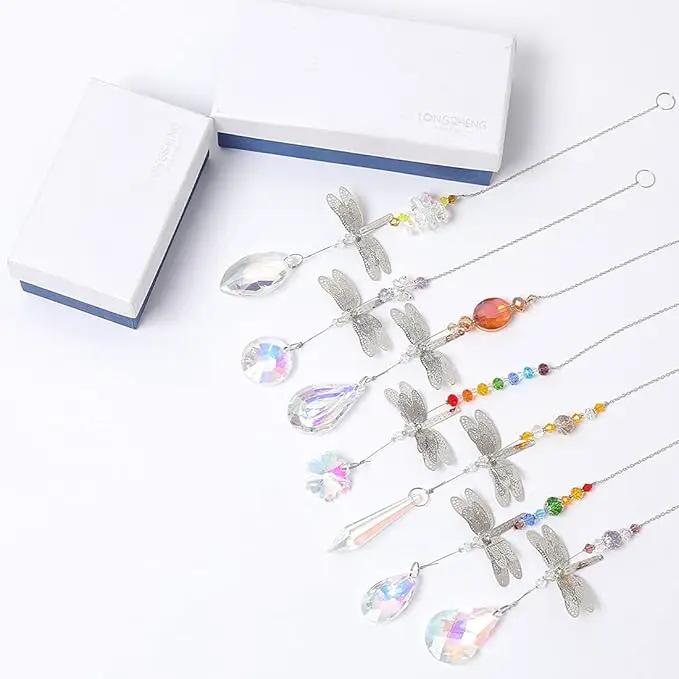 Pack of 7 Crystal Suncatchers Dragonfly Pendant Rainbow Maker Hanging for Window Wedding Garden Decor by GreenHaven Gardens