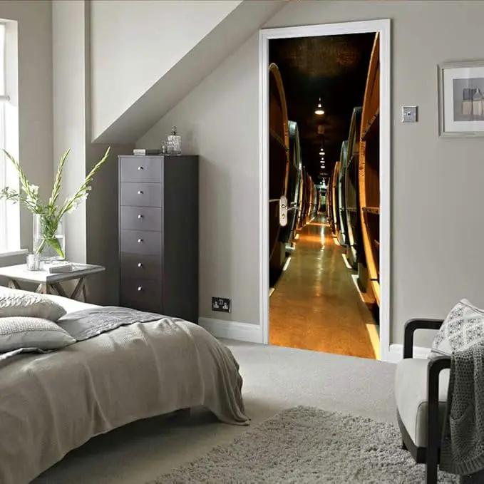 3D Door Stickers Murals Peel and Stick - Wine Cellar - Door Wallpaper Self-Adhesive Door Decals Removable PVC Waterproof Door Poster for Bedroom Living Room Door 35.4" x 78.7" by GreenHaven Gardens