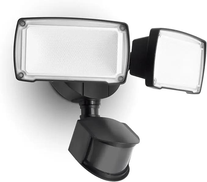 LUTEC 38W 3500 Lumen LED Motion Activated Integrated Dual-Head Floodlight Outdoor with Motion Sensor, 5000K Daylight, Dusk to Dawn, Exterior Security Wall Light for Patio, Garden, Yard(Black) by GreenHaven Gardens