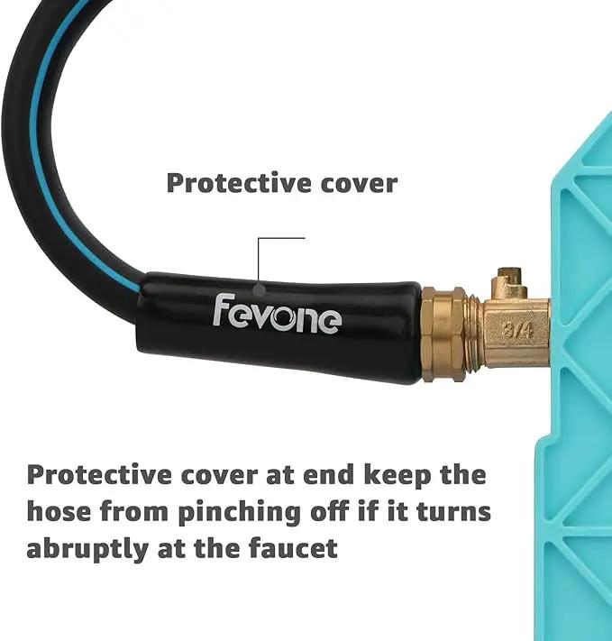 Fevone 50 ft Garden Hose, Heavy Duty Water Hose, Hybrid Polymer, Kink Resistance, Flexible, Durable, Solid Brass Fittings, 3/4" GHT, 5/8" ID, 600 PSI, by GreenHaven Gardens