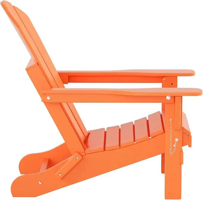 WO Home Furniture Adirondack Chairs Table Set of 3 PCS Outdoor Folding Chairs Coffee Table Weather/UV Resistant for Lawn, Garden, Bon Fire, Balcony (Orange) by GreenHaven Gardens