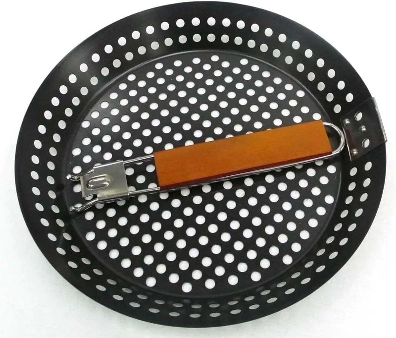 12" Non-Stick Grilling Skillet, Large Strainer with Removable Handle For Deep Frying Fried Food, Seafood & Vegetables, Grilling Basket for Indoor, Outdoor BBQ, Grill & Restaurants - Mr. Bar-B-Q 06750X by GreenHaven Gardens