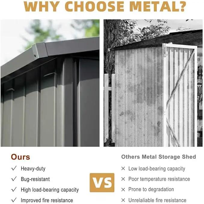 Domi Outdoor Storage Shed 11’ x 9’, Metal Sheds with Galvanized Steel Frame & Windows & Lockable Door, Garden Shed Tool Storage Room for Patio, Grey by GreenHaven Gardens