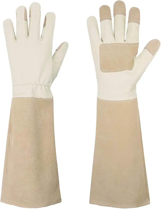 HANDLANDY Rose Pruning Gloves for Men & Women, Long Thorn Proof Gardening Gloves, Breathable Pigskin Leather Gauntlet, Best Garden Gifts & Tools for Gardener by GreenHaven Gardens