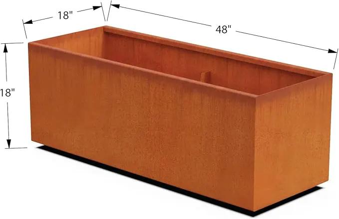Corten Steel Planter Rectangle Outdoor Metal Garden Box Heavy Duty | Made in USA | Fully Assembled by GreenHaven Gardens