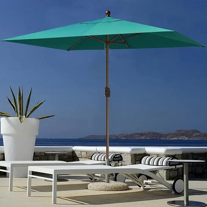 EliteShade USA 10-Year-Non-Fading 6.5x10Ft Rectangular Market Umbrella Patio Umbrella Outdoor Table Umbrella with Ventilation, Teal by GreenHaven Gardens