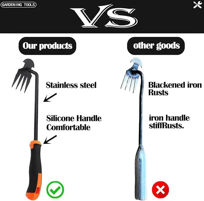 Weed Puller Tool-Weeding Artifact Uprooting Weeding Tool | 2024 Enhanced Weed Remover tool | 4-Tine Stainless Steel Weeder Tool,Multi Function Garden Tools fro Efficient Weed Extraction (1, upgrade) by GreenHaven Gardens