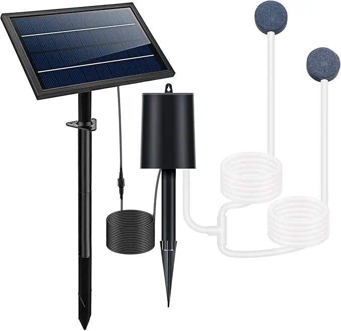 Lewisia 8W Solar Pond Aerator with Built-in 2400mAh Battery Backup, 3 Working Modes, 2 Air Stones, Solar Air Pump for Pond Fish Tank Hydroponics Bubble Oxygenator by GreenHaven Gardens