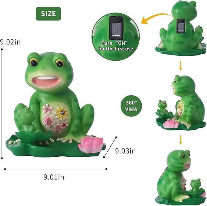 Upgraded Size Solar Garden Outdoor Statues Frog Mother and Little Frog with 6 LED Solar Figurine for Lawn,Patio, Balcony, Yard Decor Unique Gift, for Mom, Grandma,Father,Woman by GreenHaven Gardens