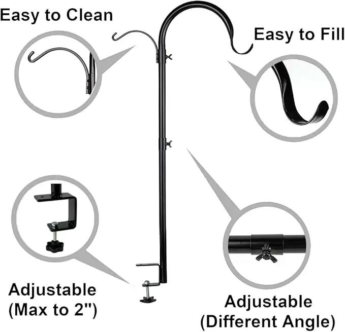 WOSIBO 2 Pack Three Span Deck Hook, 37 Inches Deck Bird Feeder Pole, Hanging Baskets Porch Multi-Hook for Deck Kit with Three Branches for Plant Hangers, Lanterns, Wind Chimes and More by GreenHaven Gardens