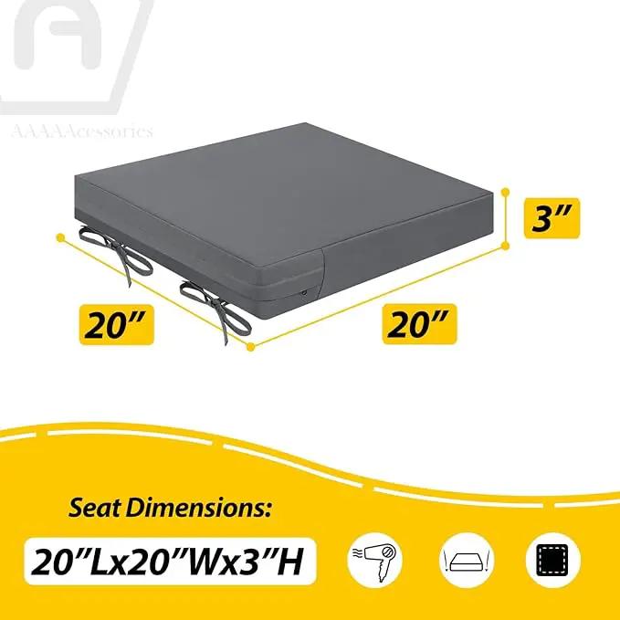 AAAAAcessories Outdoor Seat Cushions for Chairs, Waterproof, Fade-Resistant Patio Furniture Replacement Cushions, 20" x 20" x 3", Set of 2, Dark Gray by GreenHaven Gardens