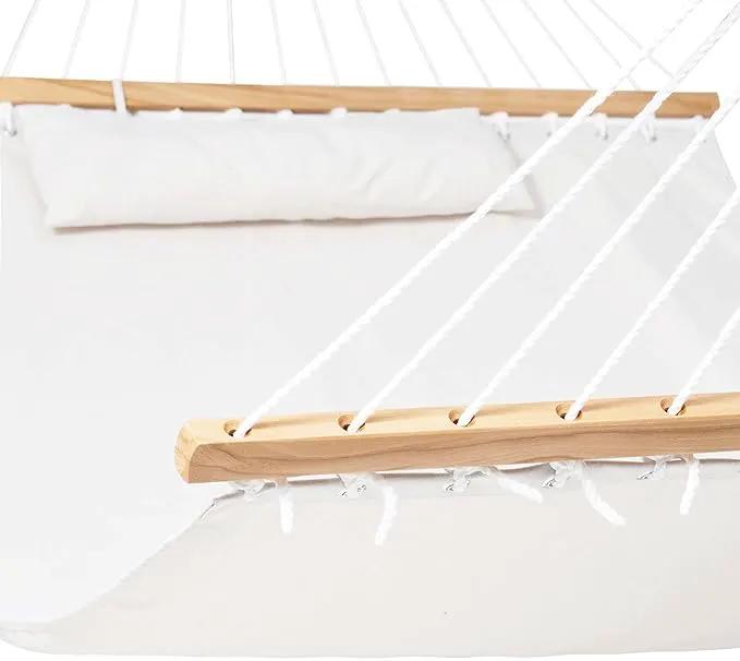 Lazy Daze 12 FT Sunbrella Fabric Hammock not Fading with Spreader Bars and Free Pillow Fits for Two Persons, All Weather and Fade Resistant for Patio Yard, 450 lbs Weight Capacity,Cast Pumice by GreenHaven Gardens