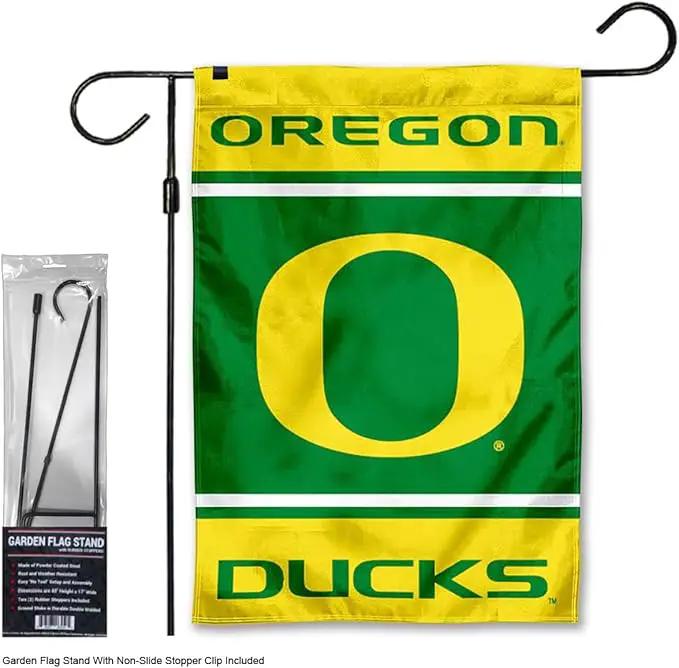 College Flags & Banners Co. Ducks Garden Banner Flag with Flag Pole Stand Set by GreenHaven Gardens