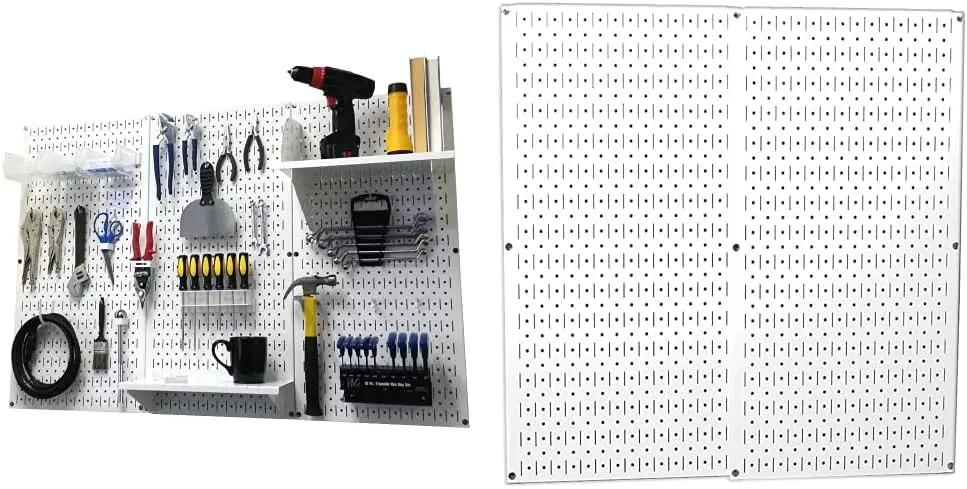 Wall Control Pegboard Organizer 4 ft. Metal Standard Tool Storage Kit With White Toolboard and Accessories - 30-P-3232W by GreenHaven Gardens