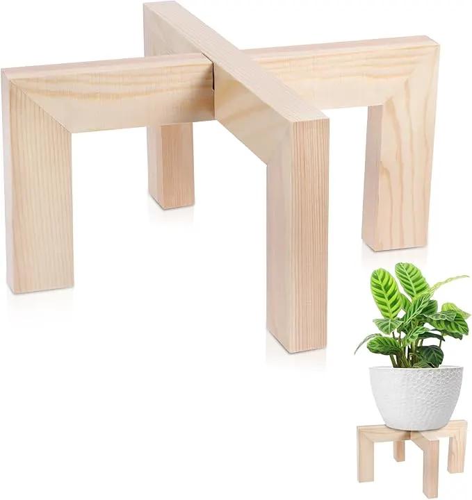Plant Stand, Indoor/Outdoor Wood Plant Holder, Single Flower Pot Stand, Sturdy Planter Stand, Fit 5-15 Inch Pots by GreenHaven Gardens