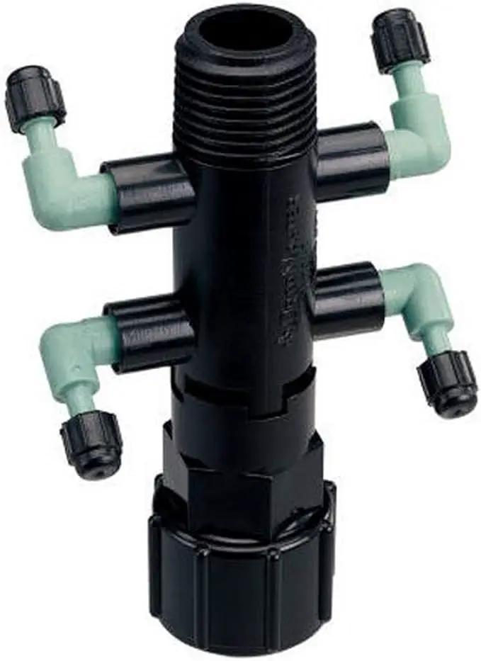 Orbit 3 Pack Drip System Shrub Adapter 4-Port Watering Manifold for 1/4 Inch Tube by GreenHaven Gardens