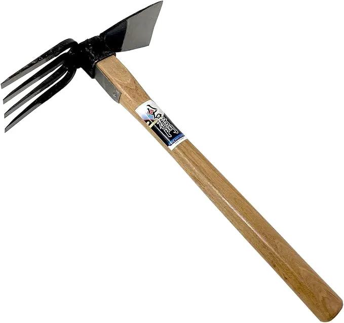 HACHIEMON Japanese Craftsmanship Garden Hand Tool Hoe and Cultivator Hand Tiller - Sturdy and Sharp by GreenHaven Gardens