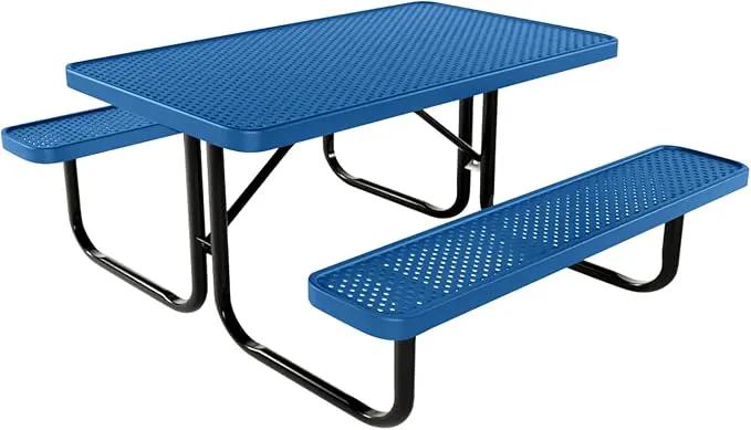Coated Outdoor Furniture Heavy-Duty Portable Outdoor Kids Table, Punched Steel Kids Picnic Table, Commercial-Grade Picnic Table, Made in America (4ft Rectangular, Childrens, Textured Light Blue) by GreenHaven Gardens