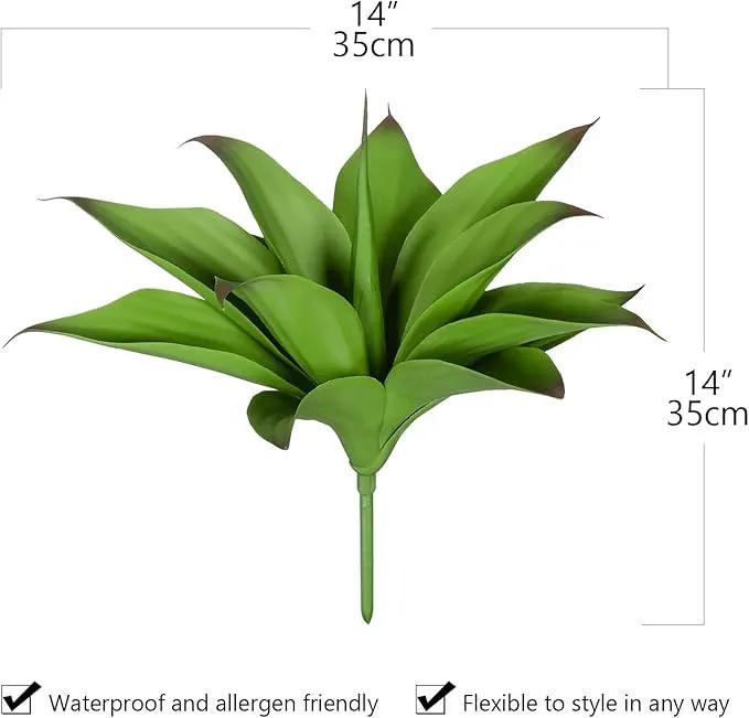 Artificial Agave Plants, UV Resistant Fake Agave Planters for Indoor and Outdoor Decorating Artificial Plants for Outdoors Fake Plants (2Pack, 12.6") Green by GreenHaven Gardens
