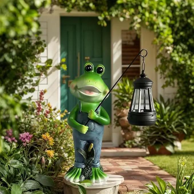 Cute Cowboy Frog Garden Statue for Mom - Unique Outdoor Decor, Waterproof Resin, Perfect for Garden, Yard, Lawn Decoration, Top by GreenHaven Gardens